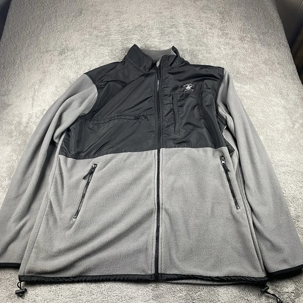 Beverly Hills Polo Club‎ Jacket Mens XXL Gray Black Fleece Zip Front